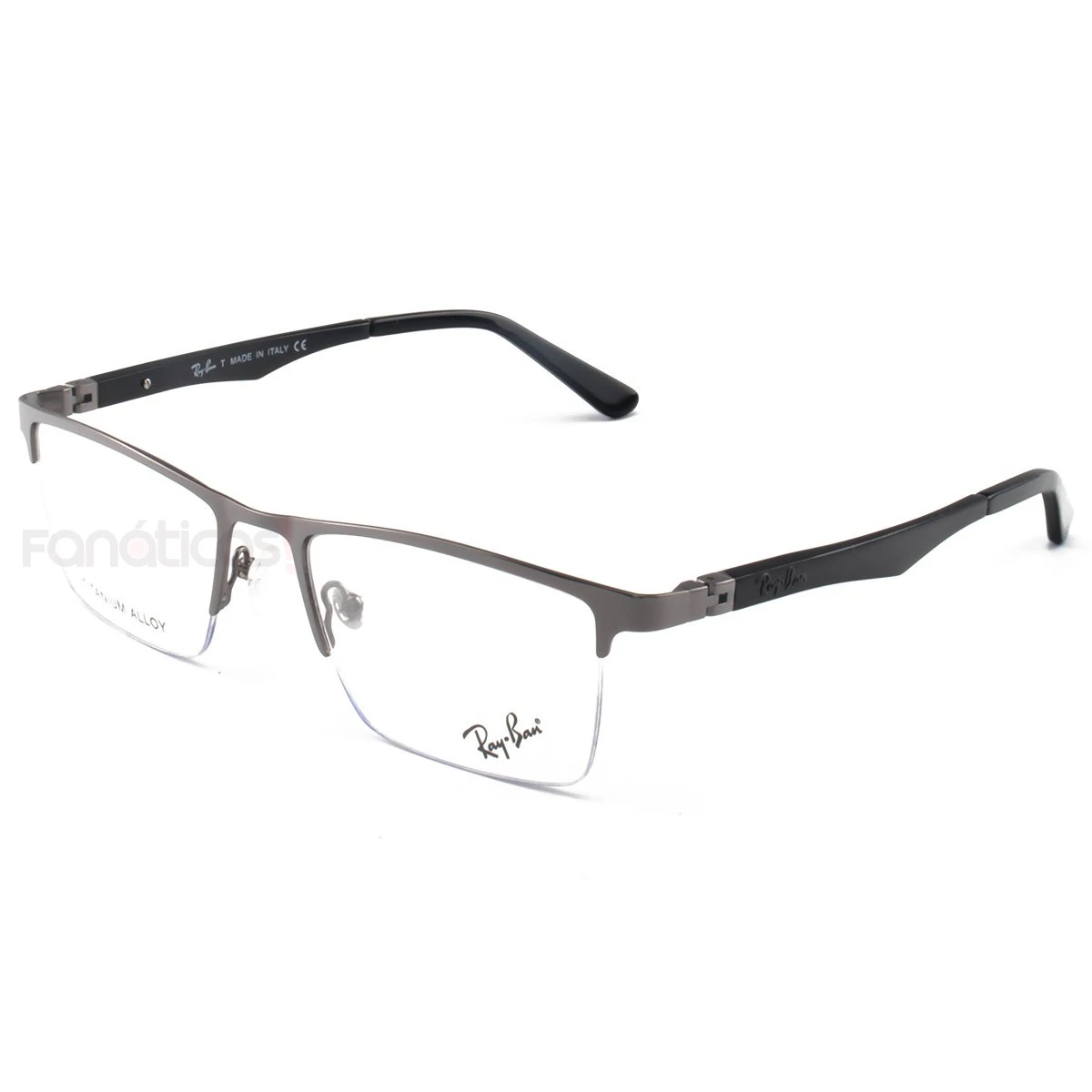 Armacao de Óculos Masculina Meio Aro FN9128 Cinza e Preto