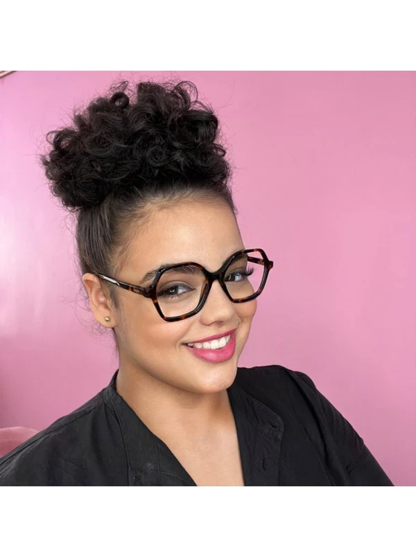 Armação de Óculos Quadrada VO5363 Marrom Tartaruga