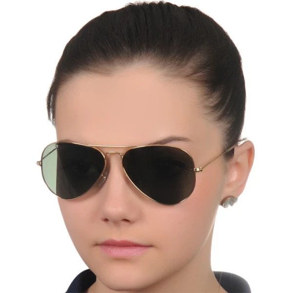 Óculos de Sol Aviador Verde Escuro G15 com Armação Dourado