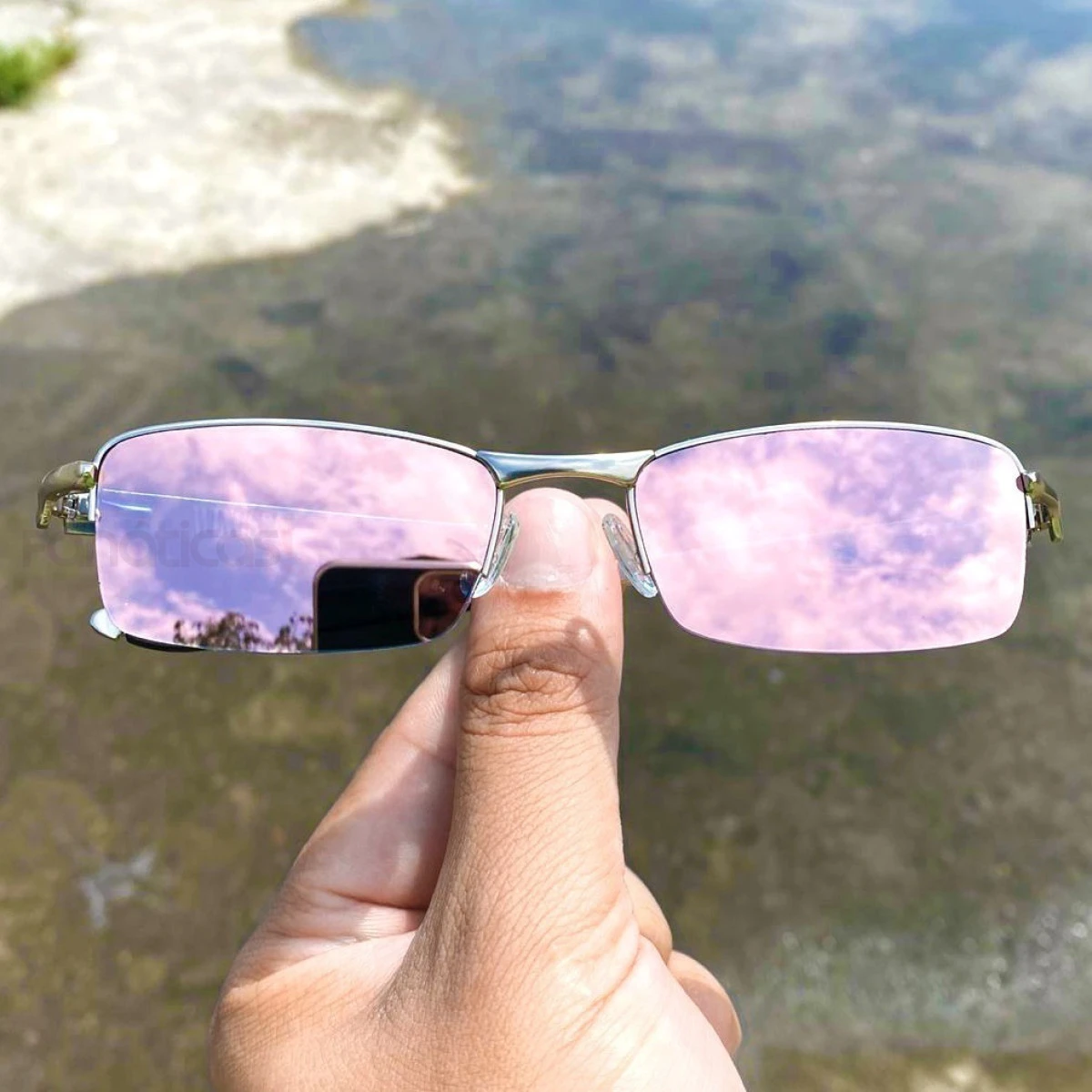 Óculos Lupinha Lupa Vilão Fio Nylon Cinza e Rosa Bebe