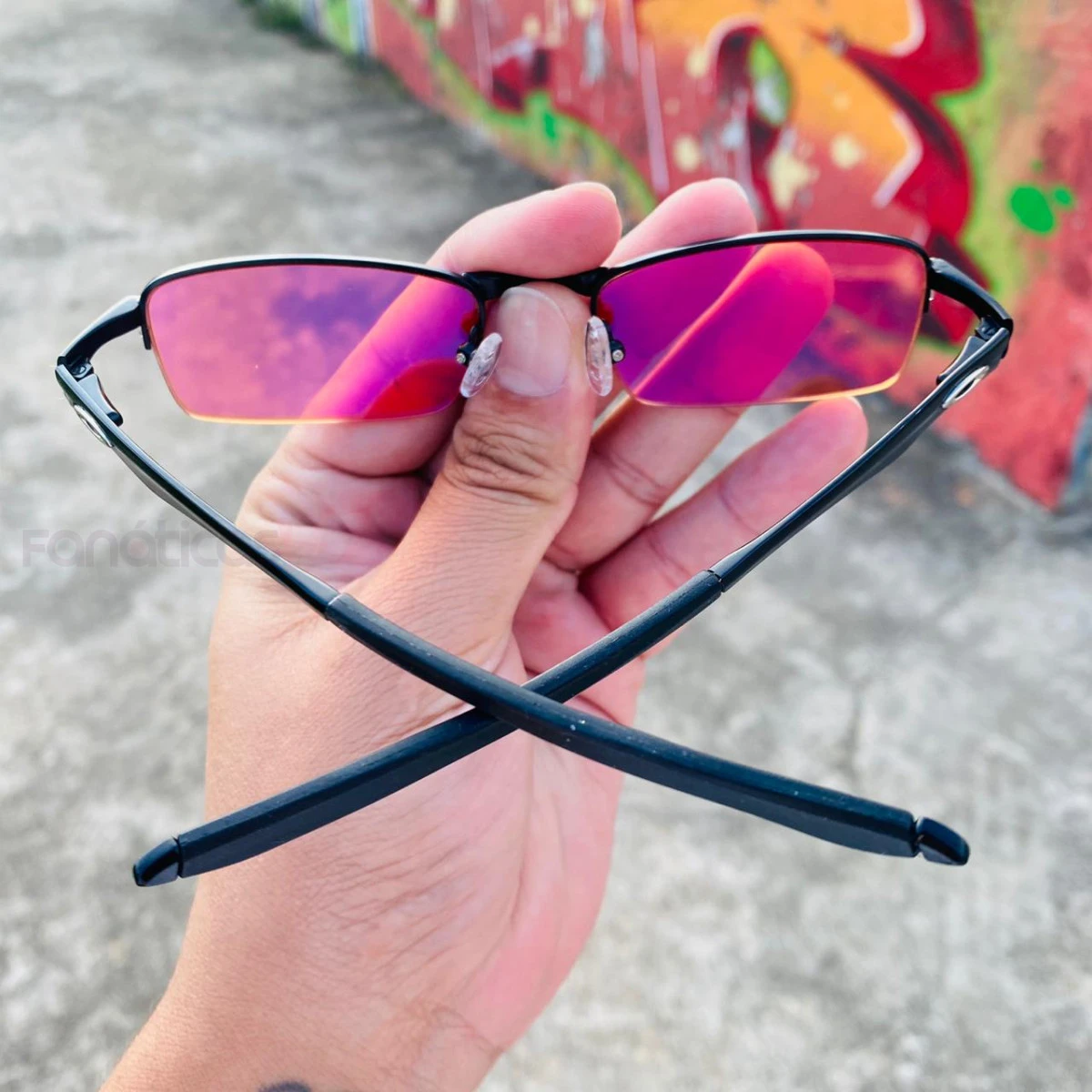 Óculos de Sol Lupinha Vilão Fio Nylon Preta Rosa Transparente