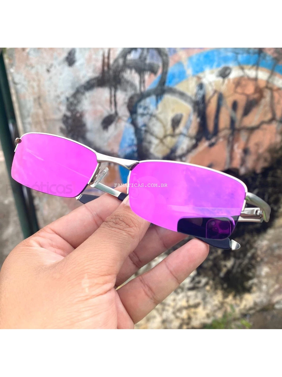 Óculos de Sol Lupinha Lupa Vilão Fio Nylon Cinza e Pink