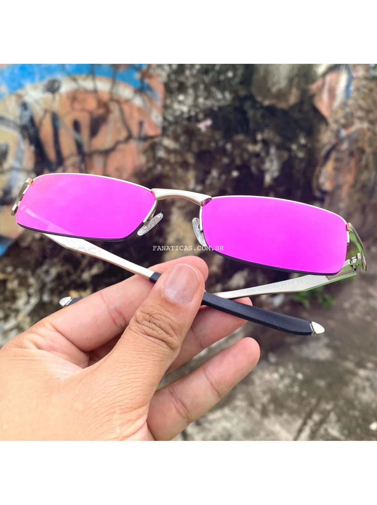 Óculos de Sol Lupinha Lupa Vilão Fio Nylon Cinza e Pink