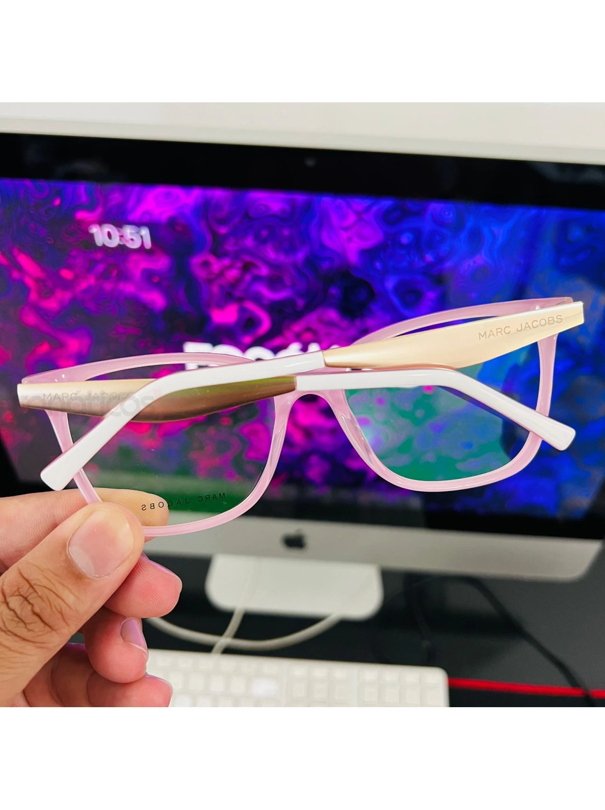 Armação de Oculos Quadrada Mj550 Branco e Rosa