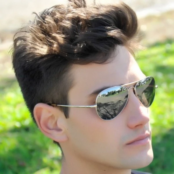 Óculos de Sol Aviador Cinza Espelhado com Armação Prateada