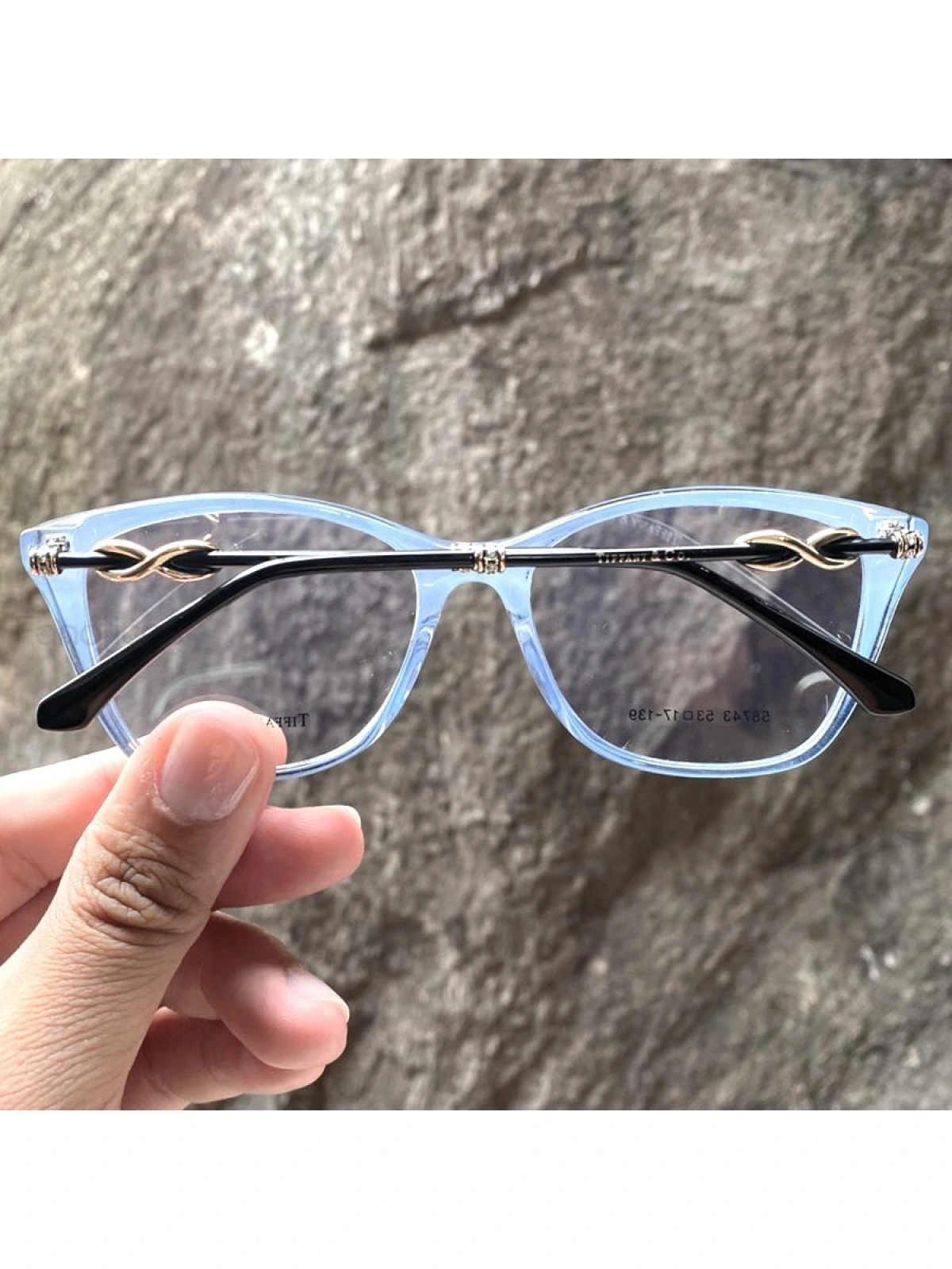 Armacao de Óculos Quadrada TF2160 Preto e Azul Celeste