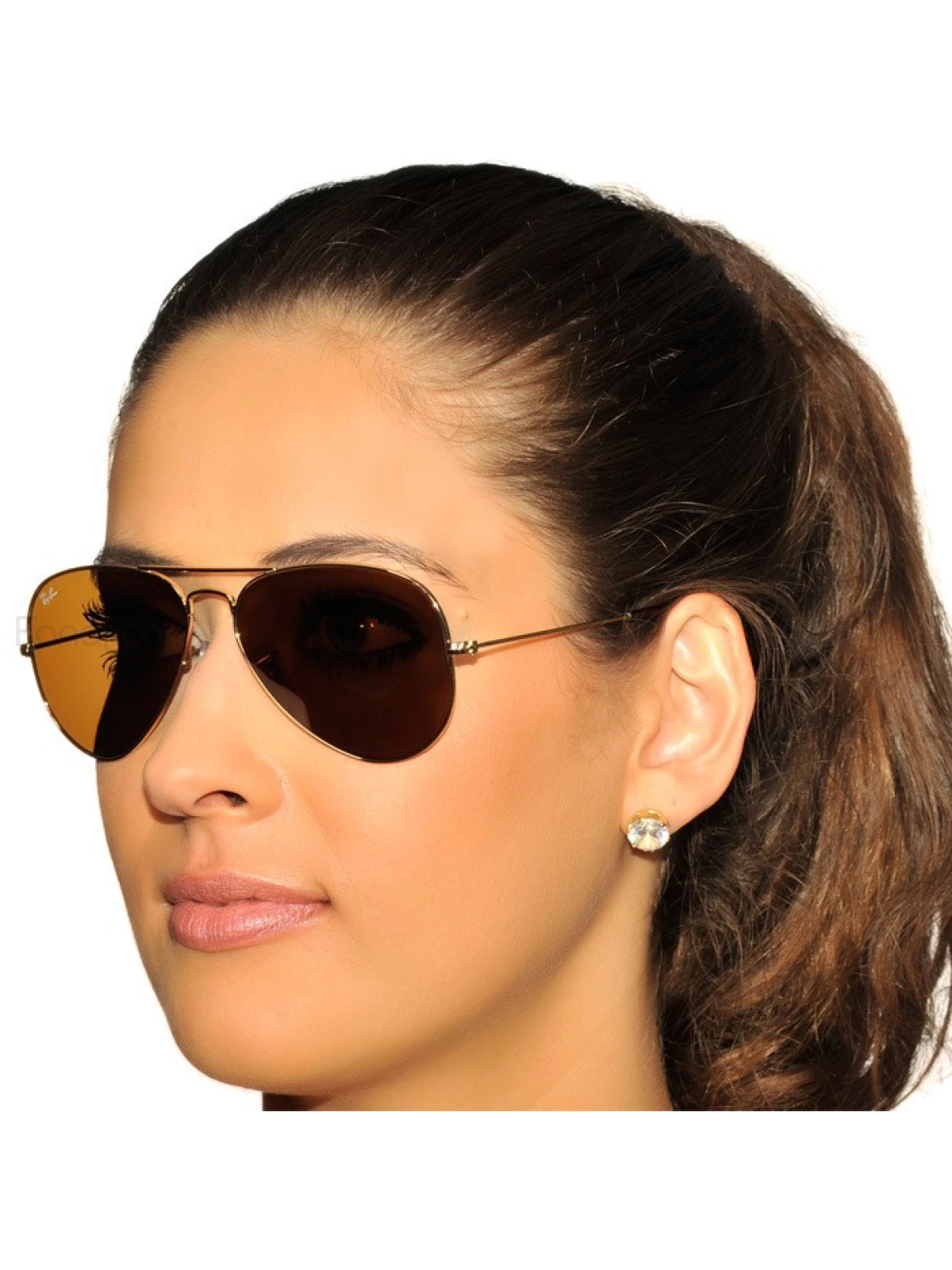 Óculos de Sol Aviador Dourado com Lente Toda Marrom 