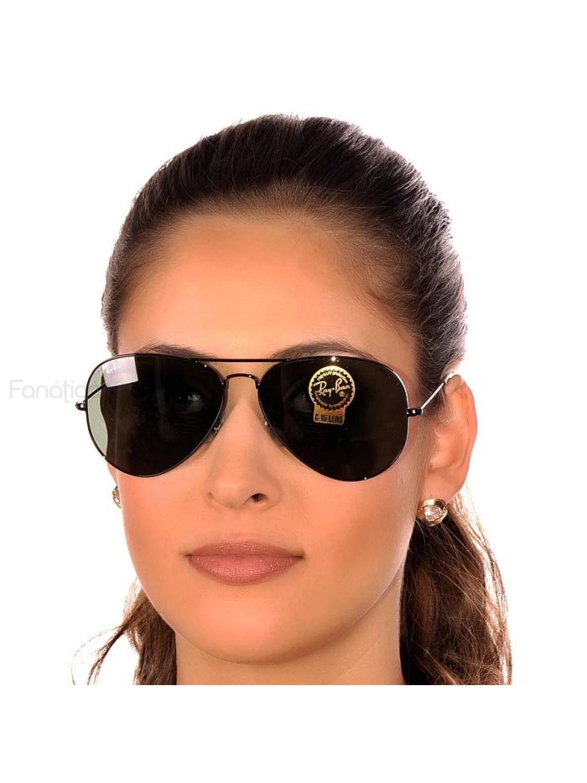 Óculos de Sol Aviador Preto com Lente Verde Escura G15