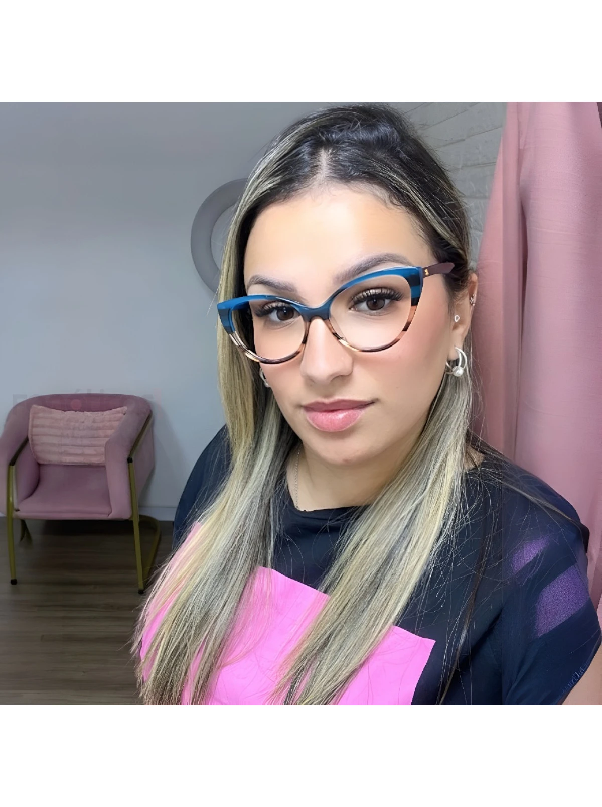 Armação de Óculos Gatinho CH8233 Azul Degrade