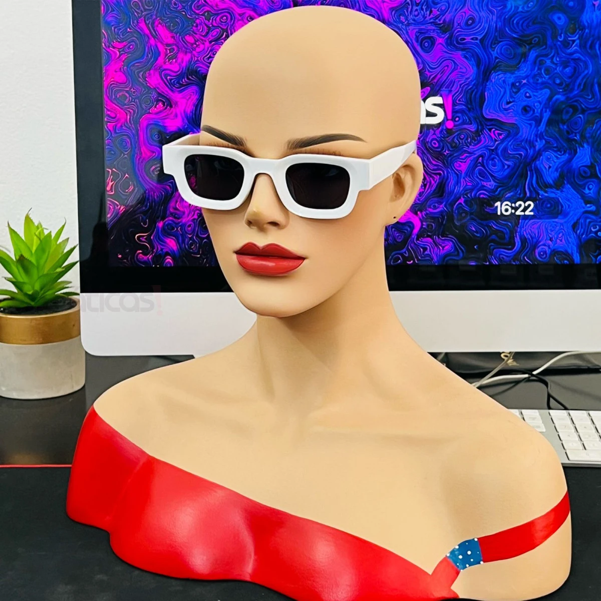 Óculos de Sol Quadrado LQ9091 Ney-Ney Branco