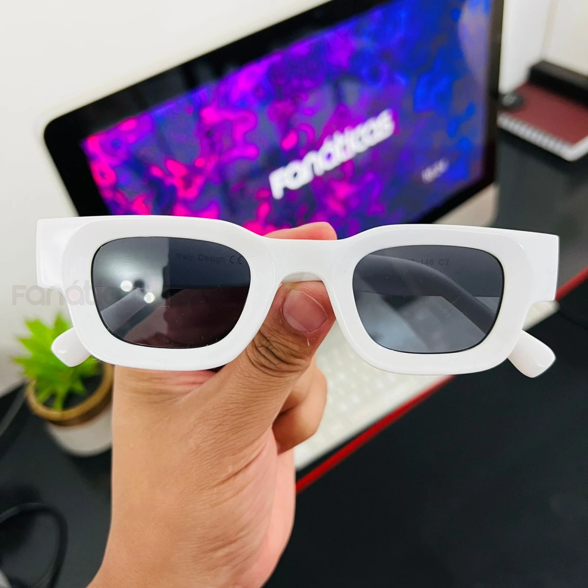 Óculos de Sol Quadrado LQ9091 Ney-Ney Branco