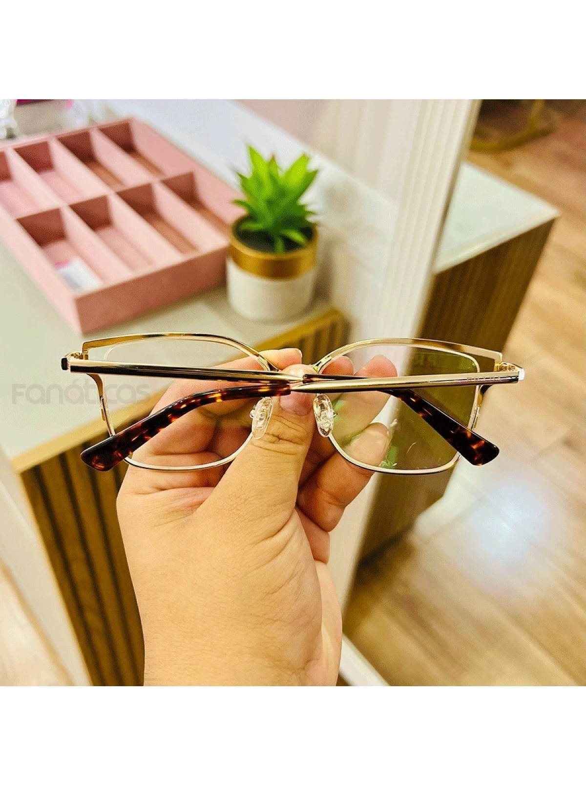 Armação de Óculos Quadrada PD54 Dourado