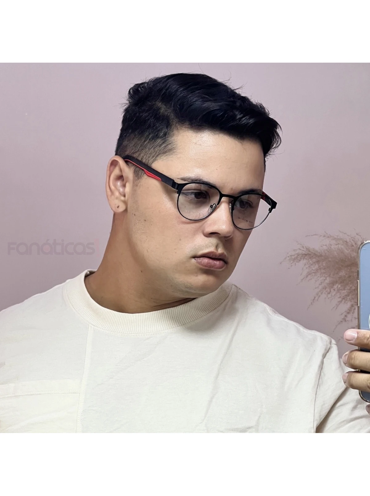 Armação de Óculos 5510 Redondo Preto e Vermelho