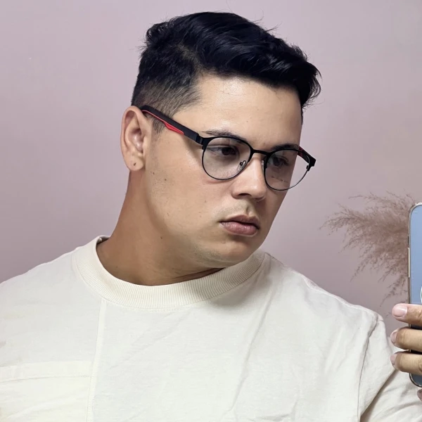 Armação de Óculos 5510 Redondo Preto e Vermelho