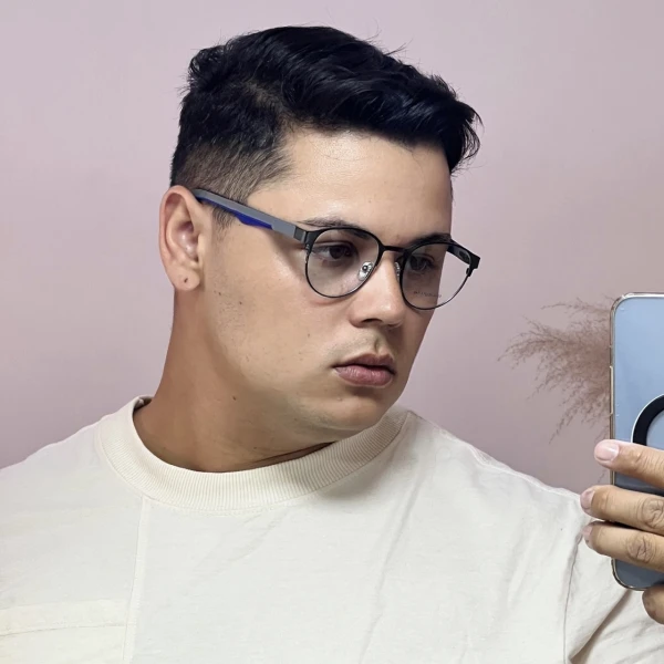 Armação de Óculos 5510 Redondo Grafite e Azul