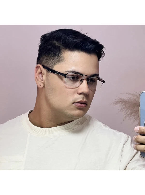 Armação de Óculos AQ240510 Retangular Preto e Vermelho