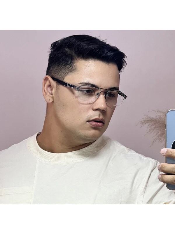 Armação de Óculos AQ240510 Retangular Grafite Escovado