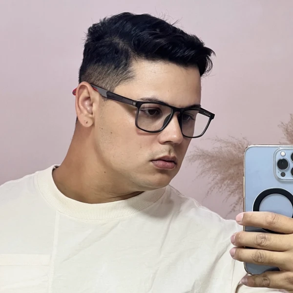 Armação de Óculos 76006 Quadrado Cinza e Vermelho