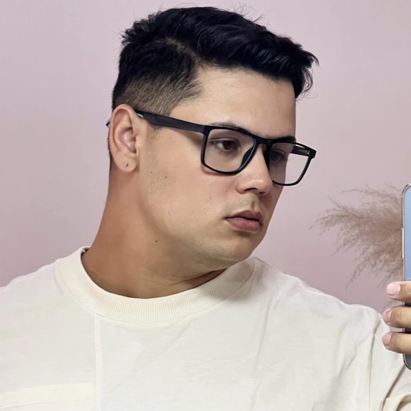 Armação de Óculos 76006 Quadrado Preto e Azul Claro