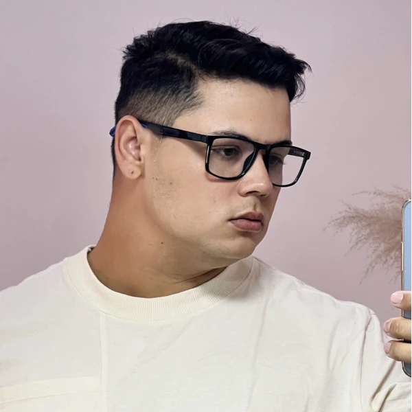 Armação de Óculos 76006 Quadrado Preto Brilho e Azul