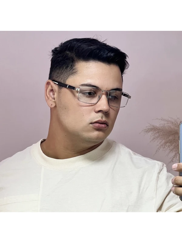 Armação de Óculos 86002 Retangular Prata