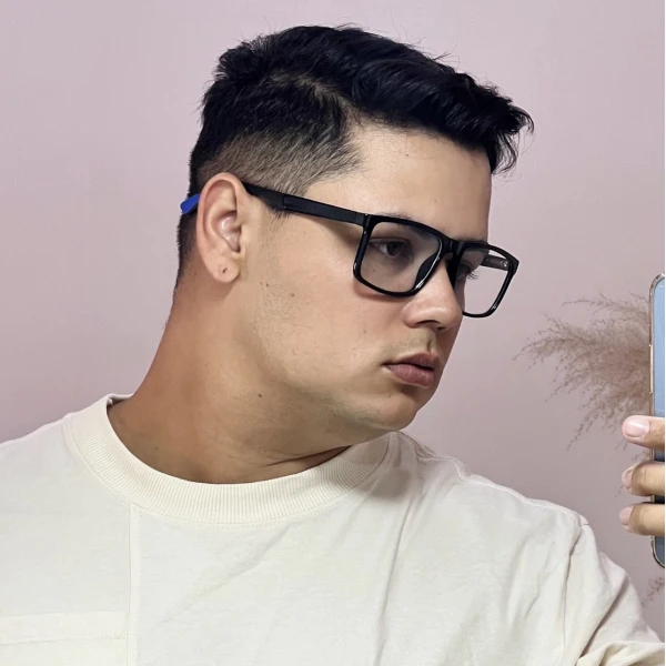 Armação de Óculos 76009 Quadrado Preto Brilho e Azul