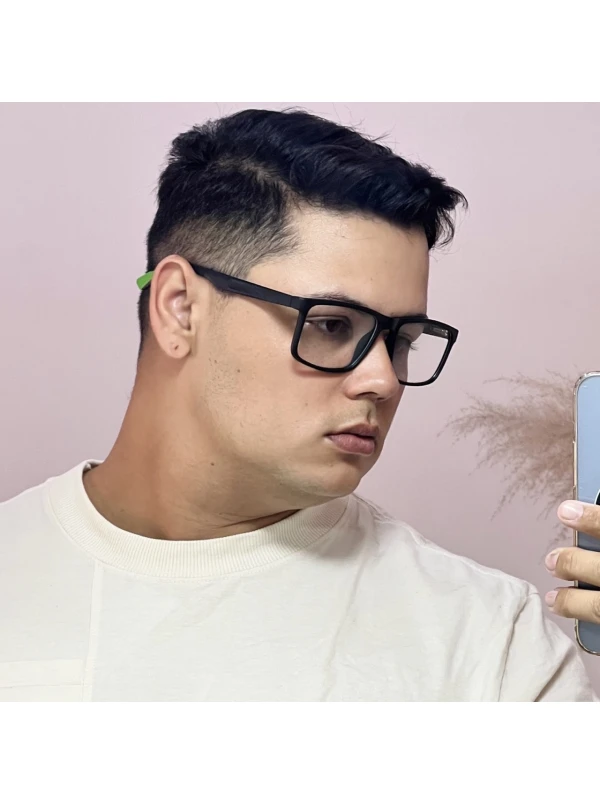 Armação de Óculos 76009 Quadrado Preto e Verde