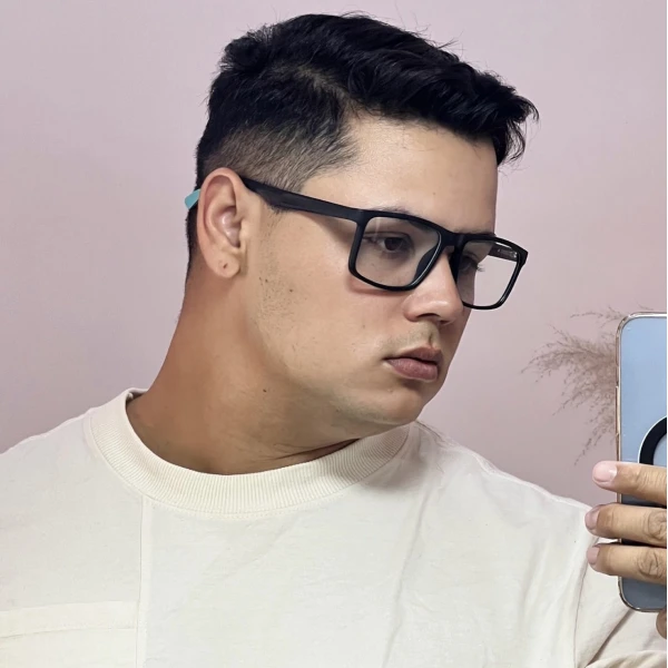 Armação de Óculos 76009 Quadrado Preto e Azul Claro