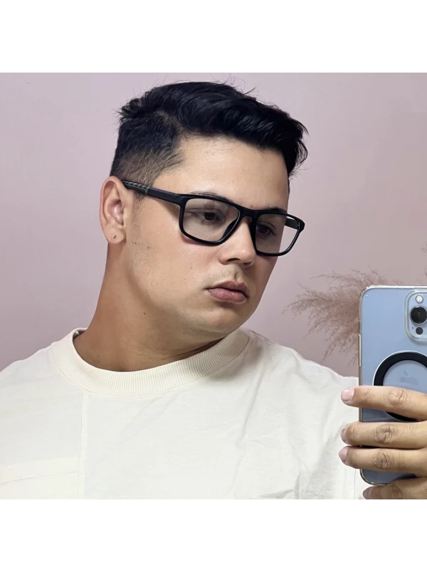 Armação de Óculos 8207 Esportivo Quadrado Preto e Verde