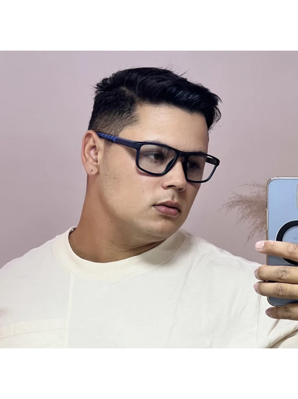Armação de Óculos 8207 Esportivo Quadrado Azul