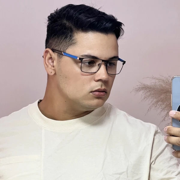 Armação de Óculos 6001 Retangular Marrom e Azul