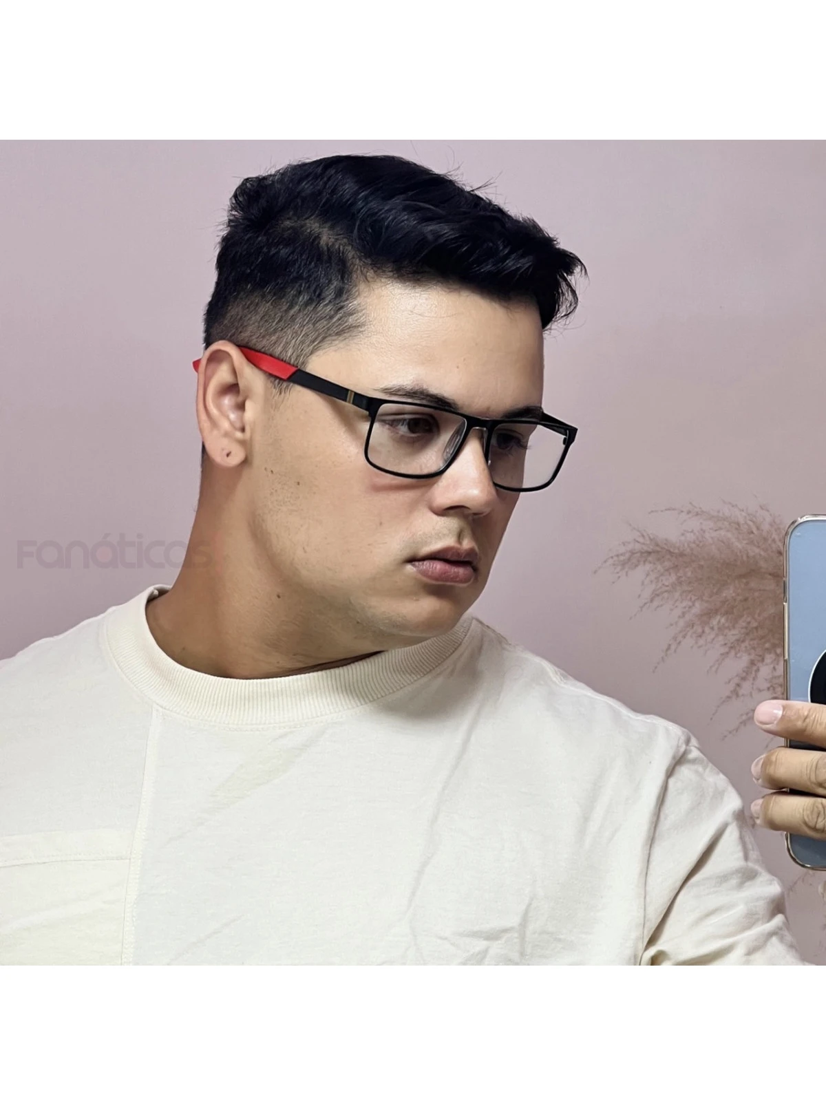 Armação de Óculos AQ240701 Retangular Preto e Vermelho