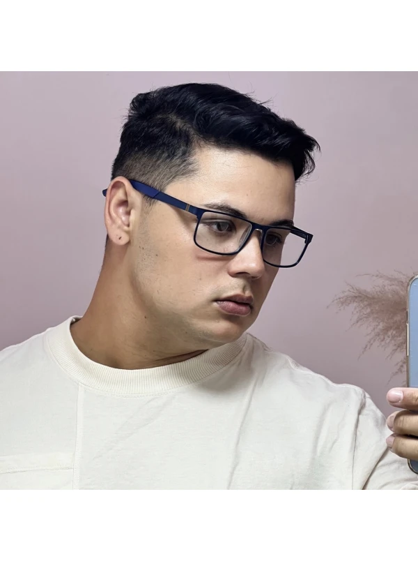 Armação de Óculos AQ240701 Retangular Azul