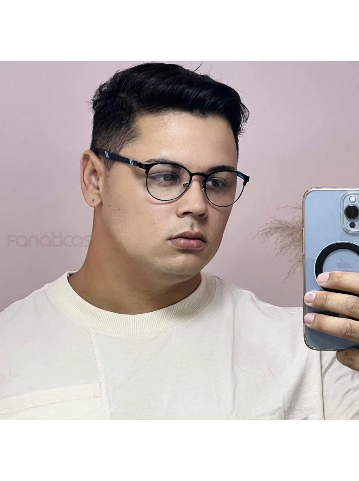 Armação de Óculos R2221 Redondo Preto e Azul