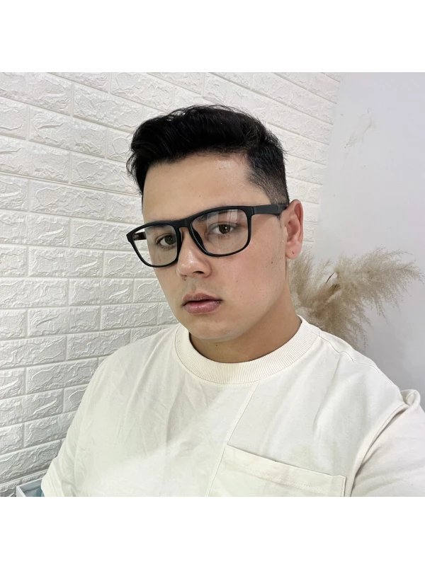 Armação de Óculos 76004 Quadrado Preto e Azul Claro