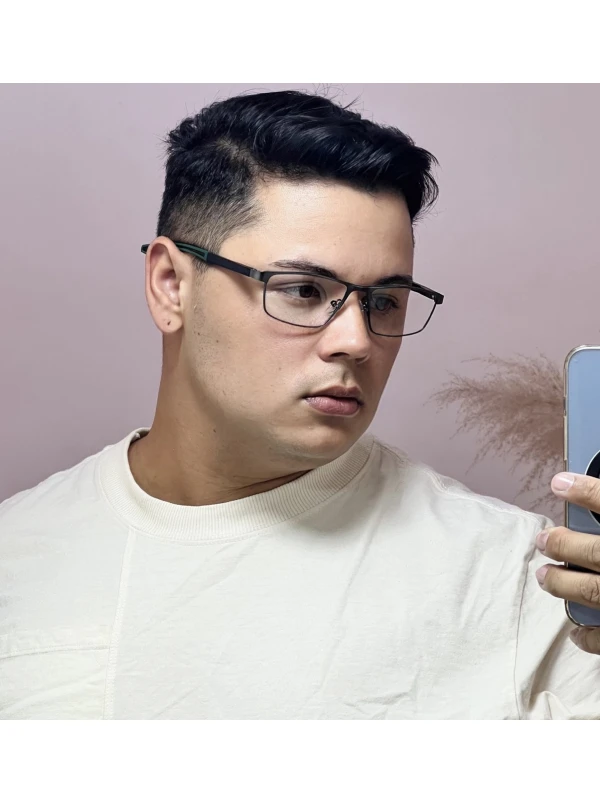 Armação de Óculos 202402 Esportivo Retangular Grafite e Verde