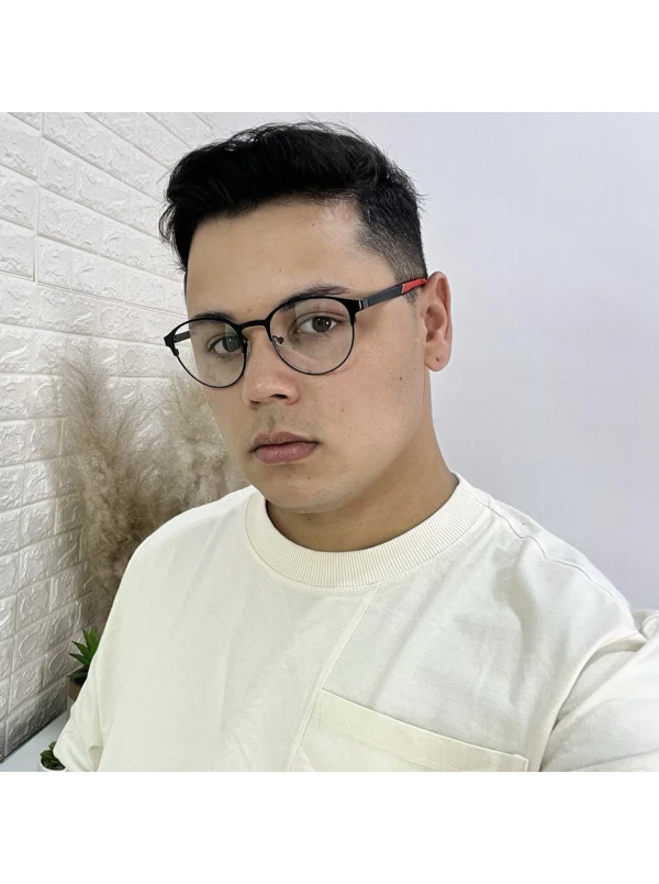 Armação de Óculos 6003 Redondo Preto e Vermelho