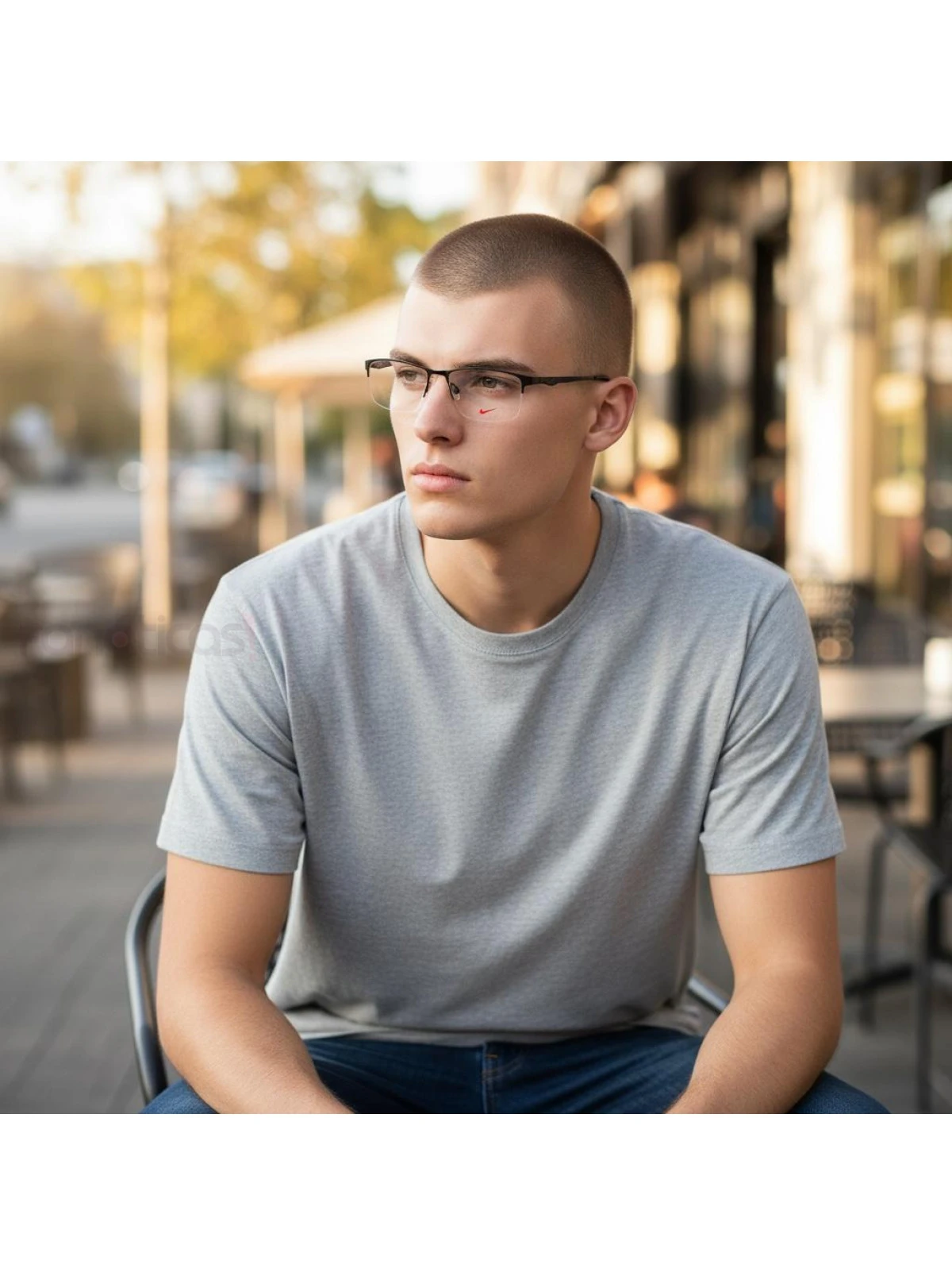 Armação de Óculos Retangular 7805AF Preto