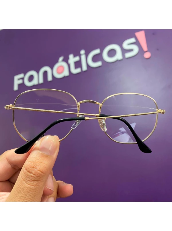 Armação de Óculos Hexagonal RB3548 Dourado e Branco