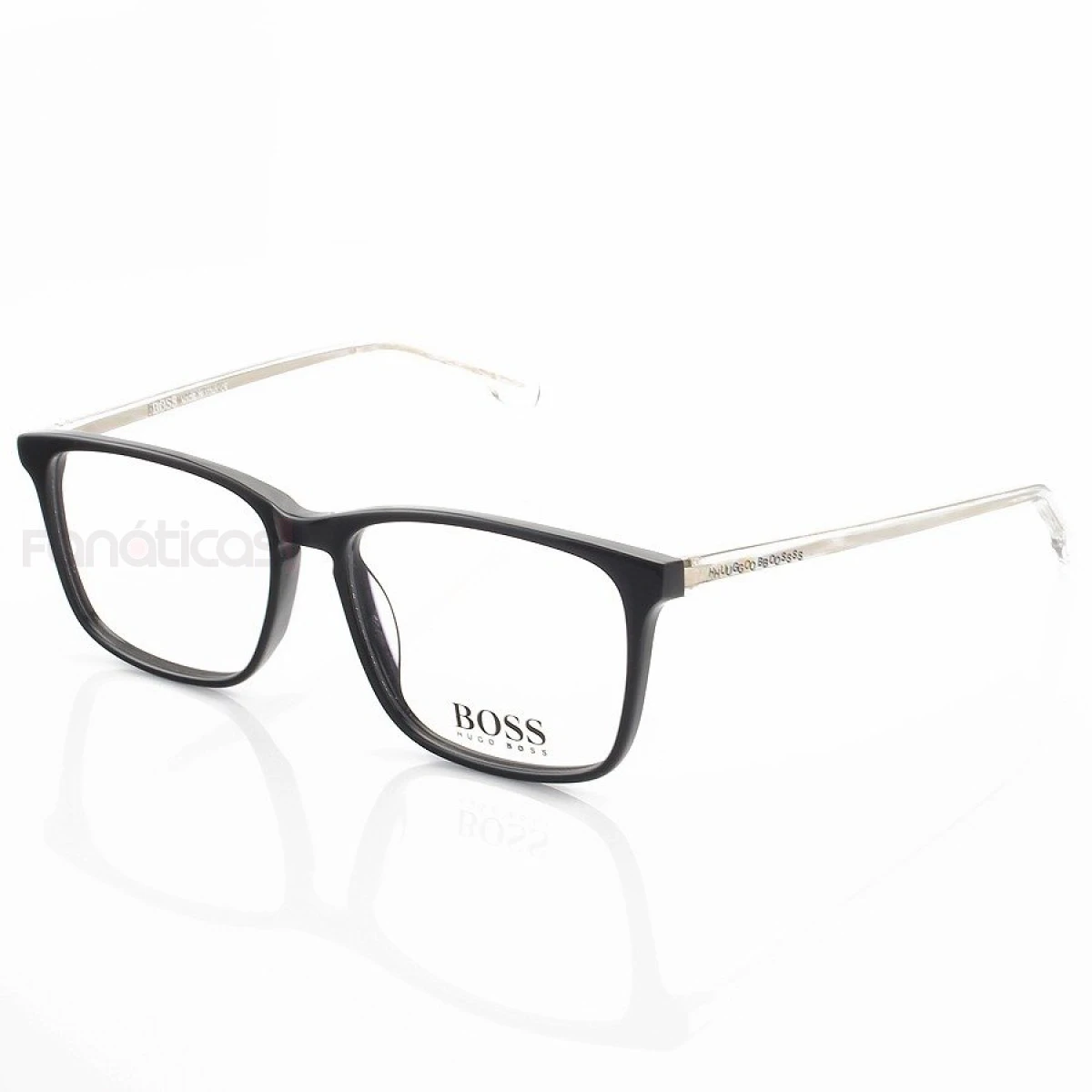 Armação de Óculos Retangular Hugo Boss HB8142 Preta e Transparente