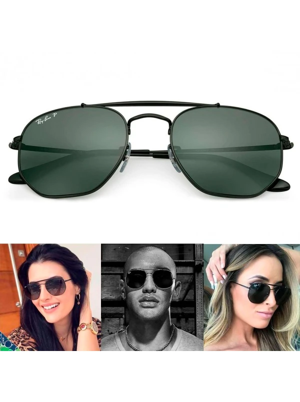 Oculos Hexagonal Marshal -  Preto e Lente G15 RB3648