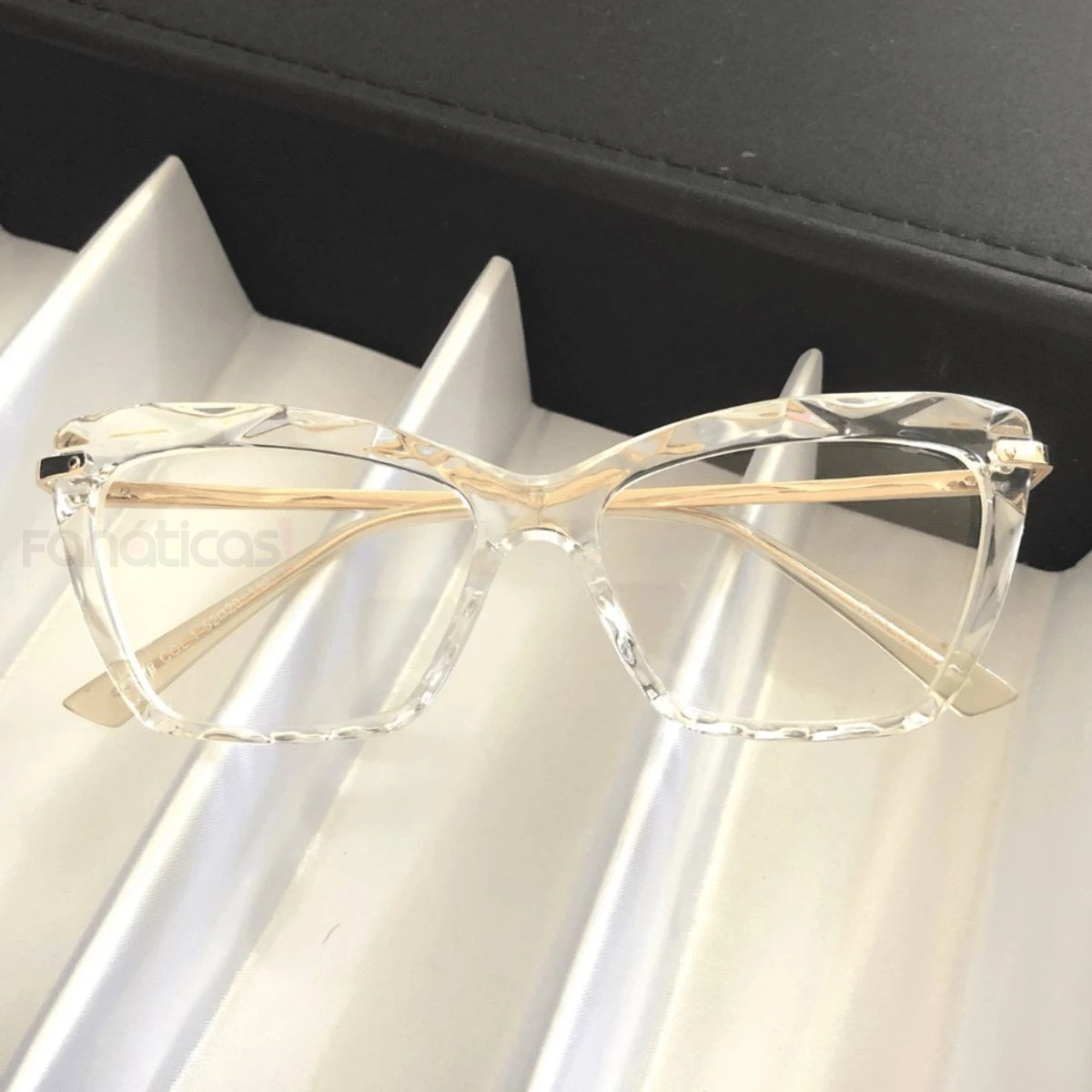 Armação de Óculos Gatinho Diamante Luxo Transparente