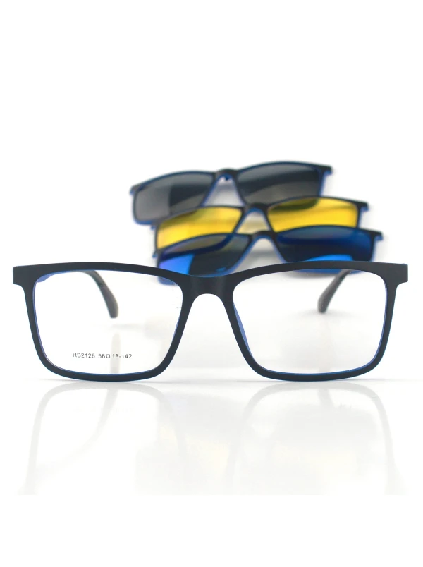Armacao de Óculos Clipon RB2126 3 Lentes Preta e Azul