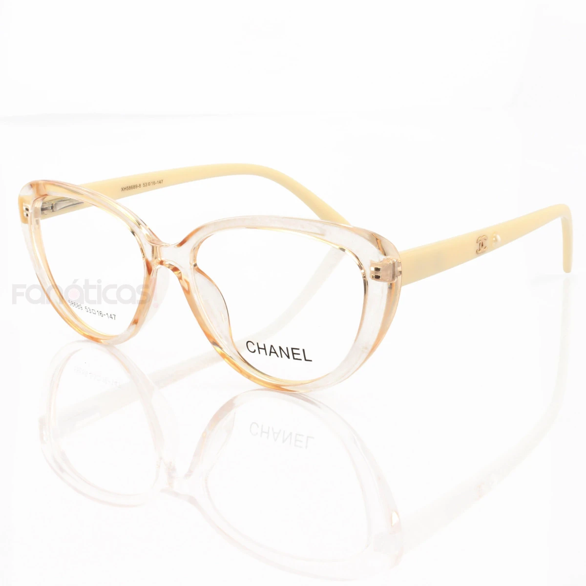 Armacao de Óculos Gatinho X3253 Creme Transparente