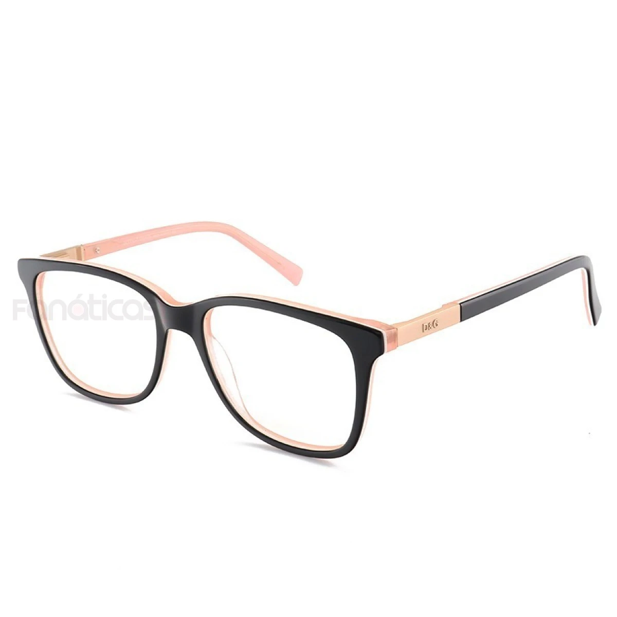 Armação de Óculos Quadrada  DG6104 Preto e Rosa