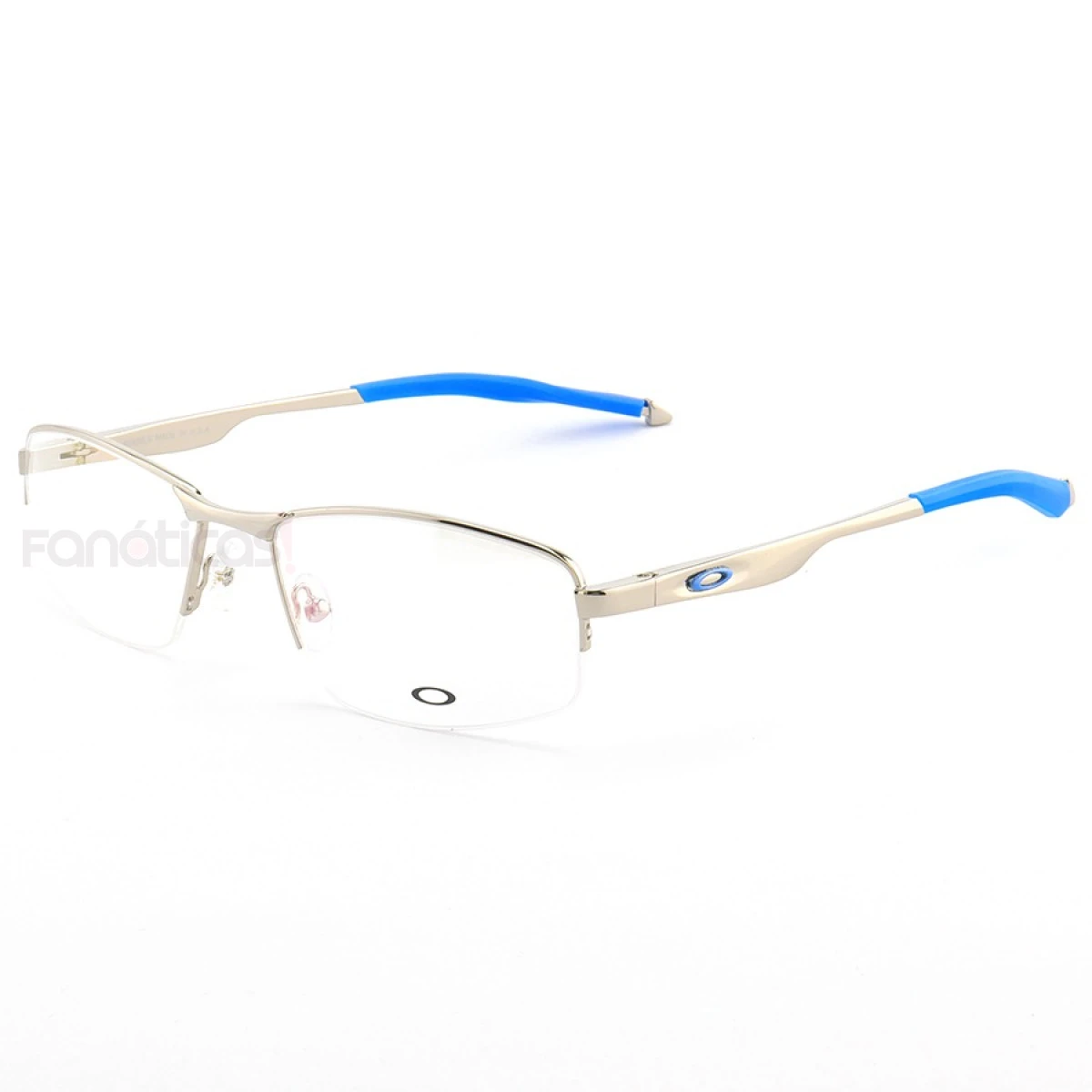 Armação de Óculos Meio Aro Evade-B OX138 Prata e Azul