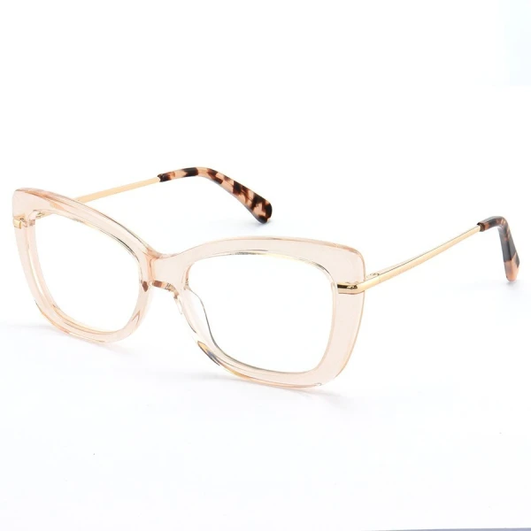 Armação de Óculos Quadrada  MJ545 Creme Translúcido
