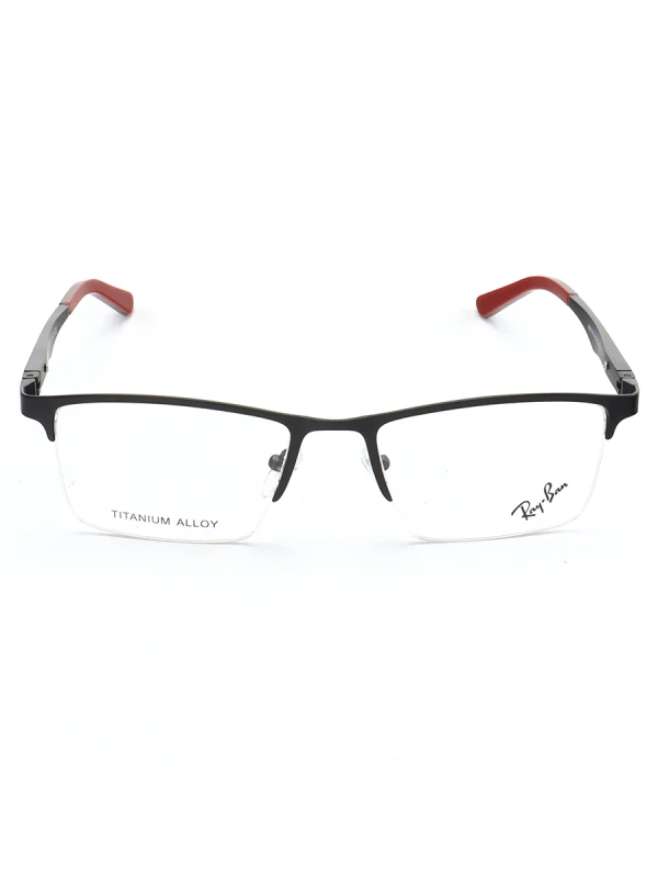 Armação de Óculos Retangular Meio Aro FN9128 Preto e Vermelho