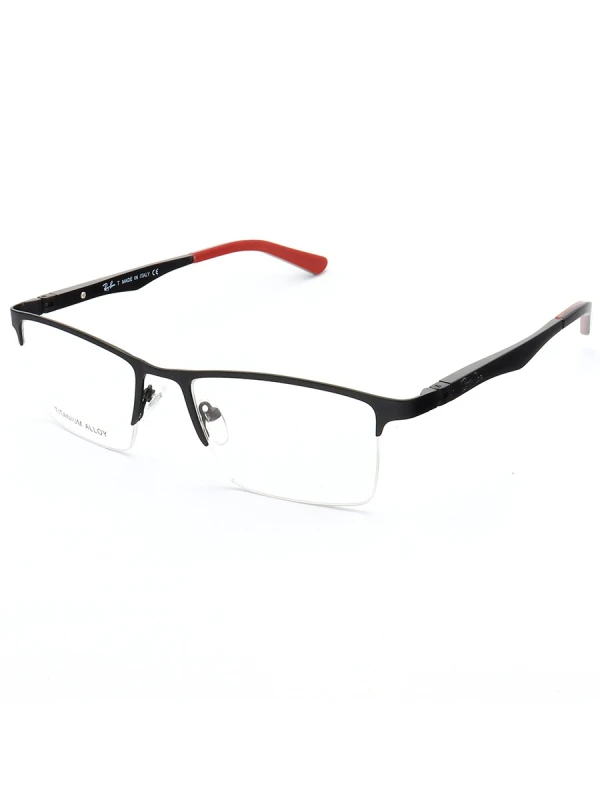 Armação de Óculos Retangular Meio Aro FN9128 Preto e Vermelho