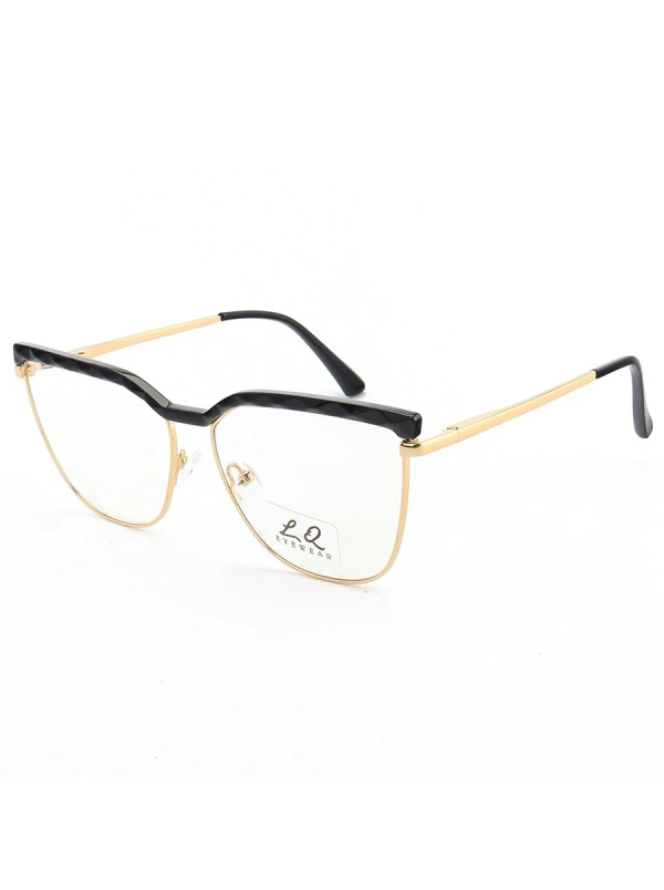 Armação de Óculos Gatinho LQ95288 Dourado e Preto